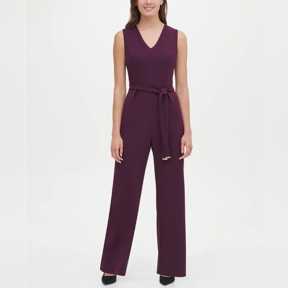 Tommy Hilfiger Pants - Tommy Hilfiger Women's Belted V-Neck Jumpsuit Black Size 4